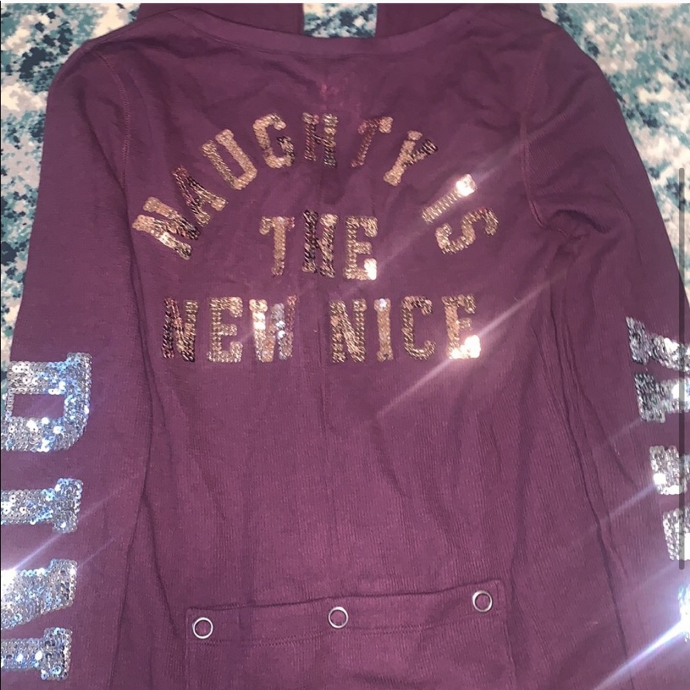 Rare VS Pink Bling Sequin Holiday Onsie Naughty - Picture 15 of 16
